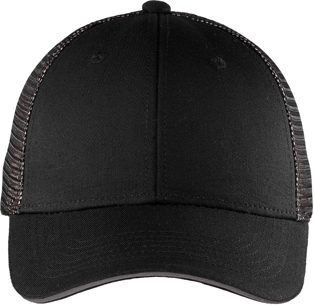 Port Authority Double Mesh Snapback Sandwich Cap-Regular-Port Authority-Black/Silver-OSFA-Thread Logic