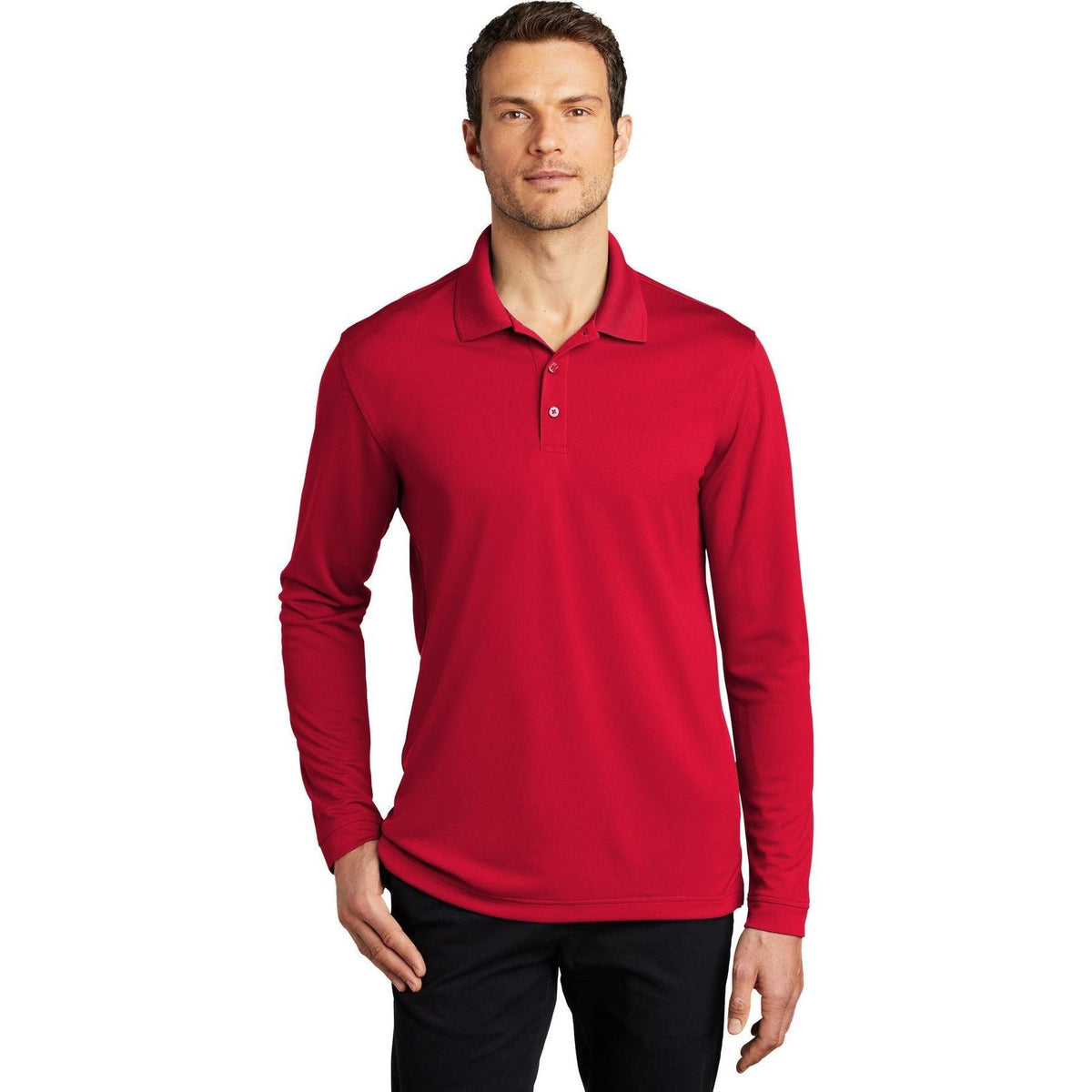 no-logo Port Authority Dry Zone UV Micro-Mesh Long Sleeve Polo-Regular-Port Authority-Thread Logic