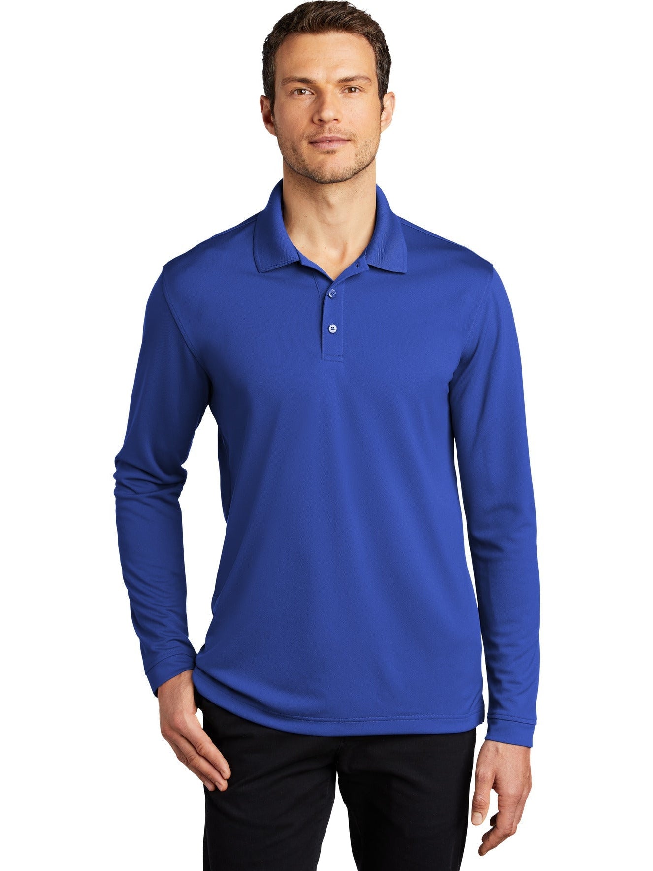 no-logo Port Authority Dry Zone UV Micro-Mesh Long Sleeve Polo-Regular-Port Authority-Thread Logic