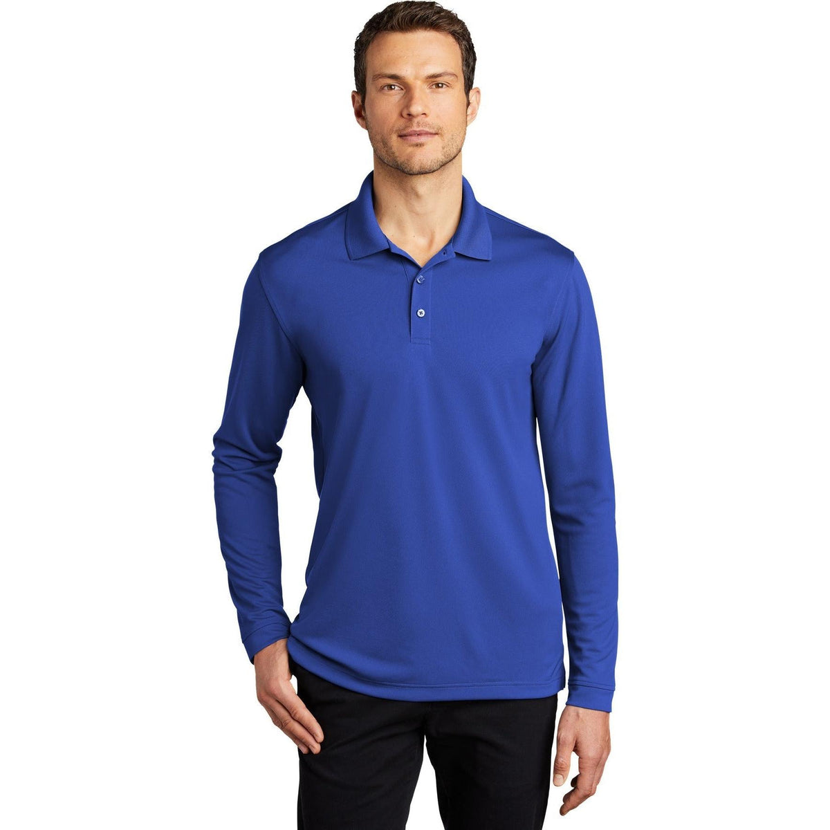 no-logo Port Authority Dry Zone UV Micro-Mesh Long Sleeve Polo-Regular-Port Authority-Thread Logic