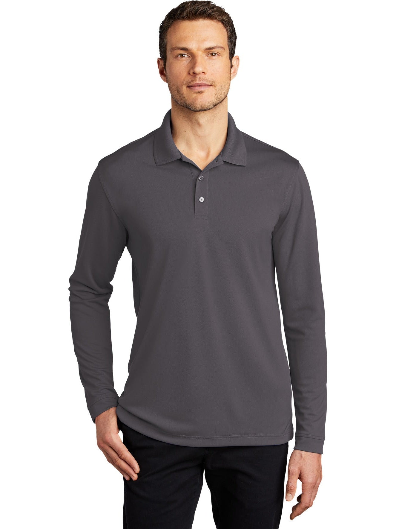no-logo Port Authority Dry Zone UV Micro-Mesh Long Sleeve Polo-Regular-Port Authority-Thread Logic