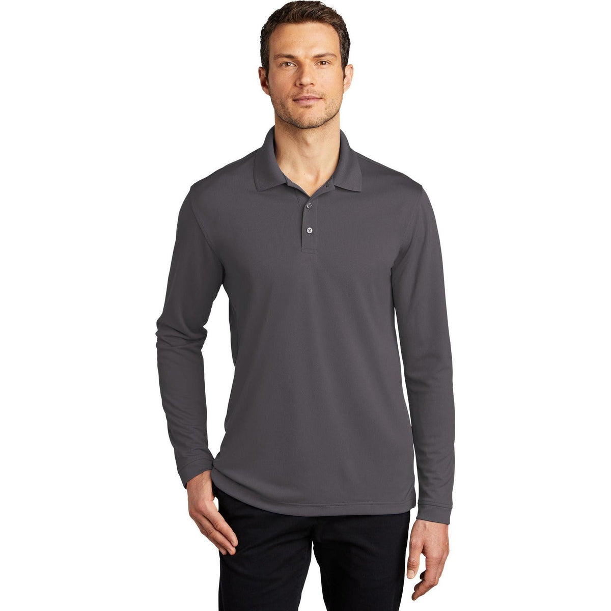 no-logo Port Authority Dry Zone UV Micro-Mesh Long Sleeve Polo-Regular-Port Authority-Thread Logic