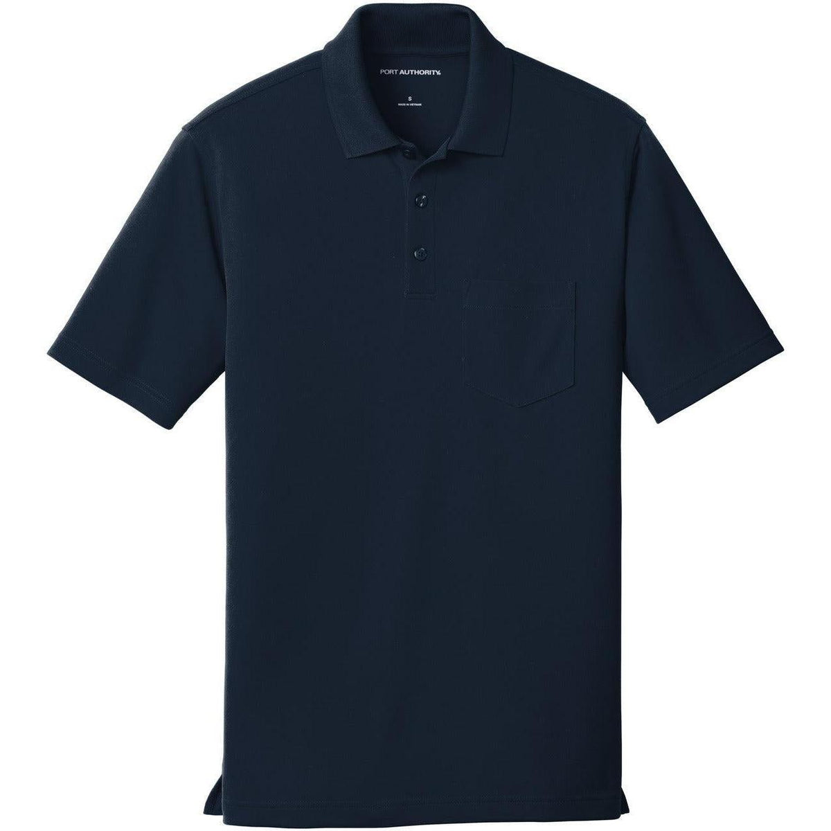 logo-left Port Authority Dry Zone UV Micro-Mesh Pocket Polo-Regular-Port Authority-River Blue Navy-S-Thread Logic