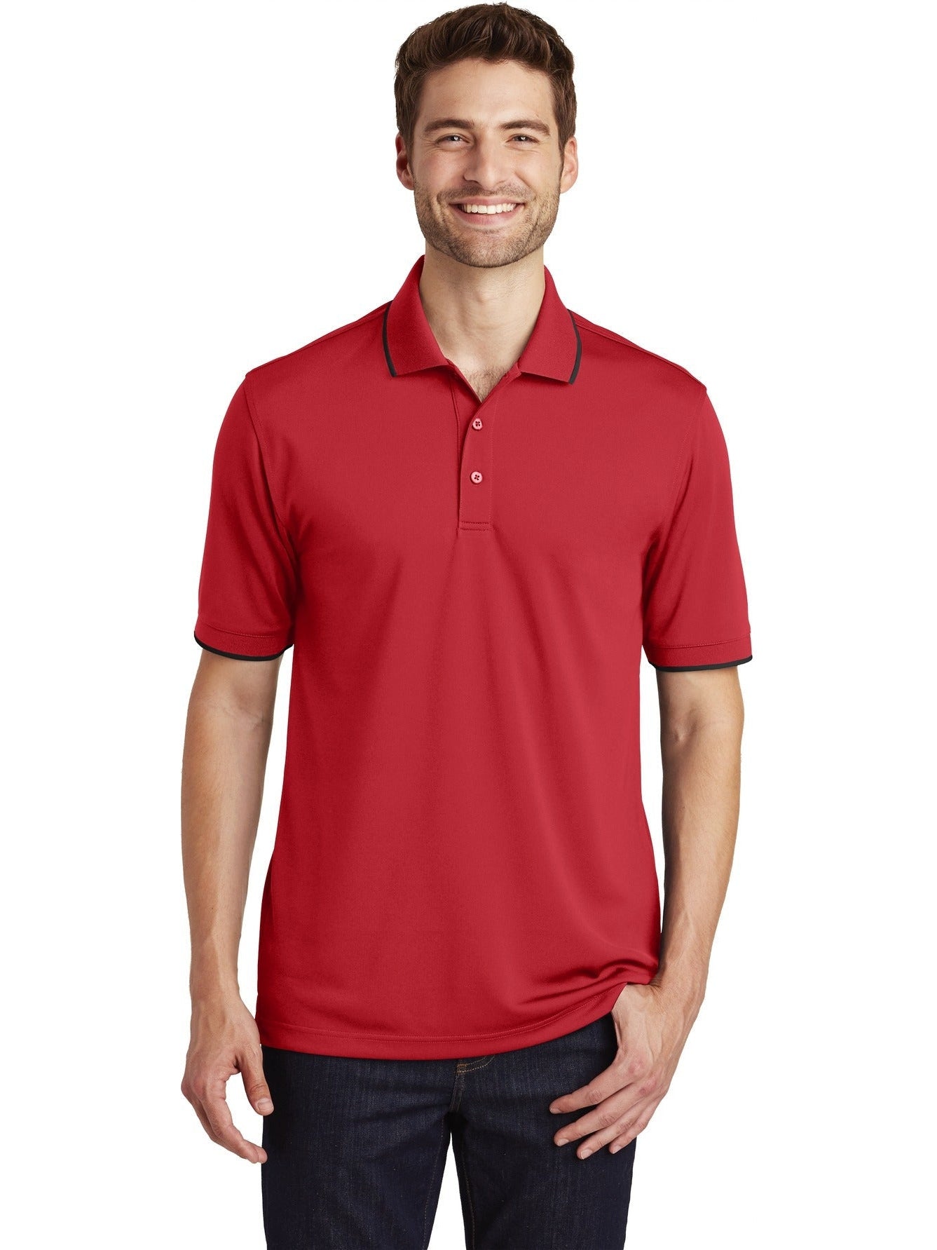 no-logo Port Authority Dry Zone UV Micro-Mesh Tipped Polo-Regular-Port Authority-Thread Logic