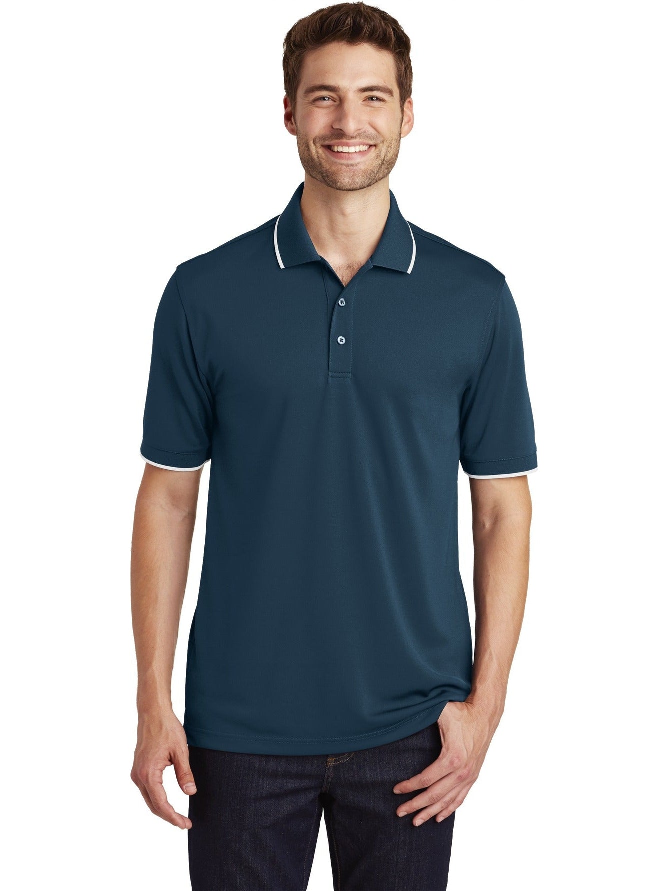 no-logo Port Authority Dry Zone UV Micro-Mesh Tipped Polo-Regular-Port Authority-Thread Logic
