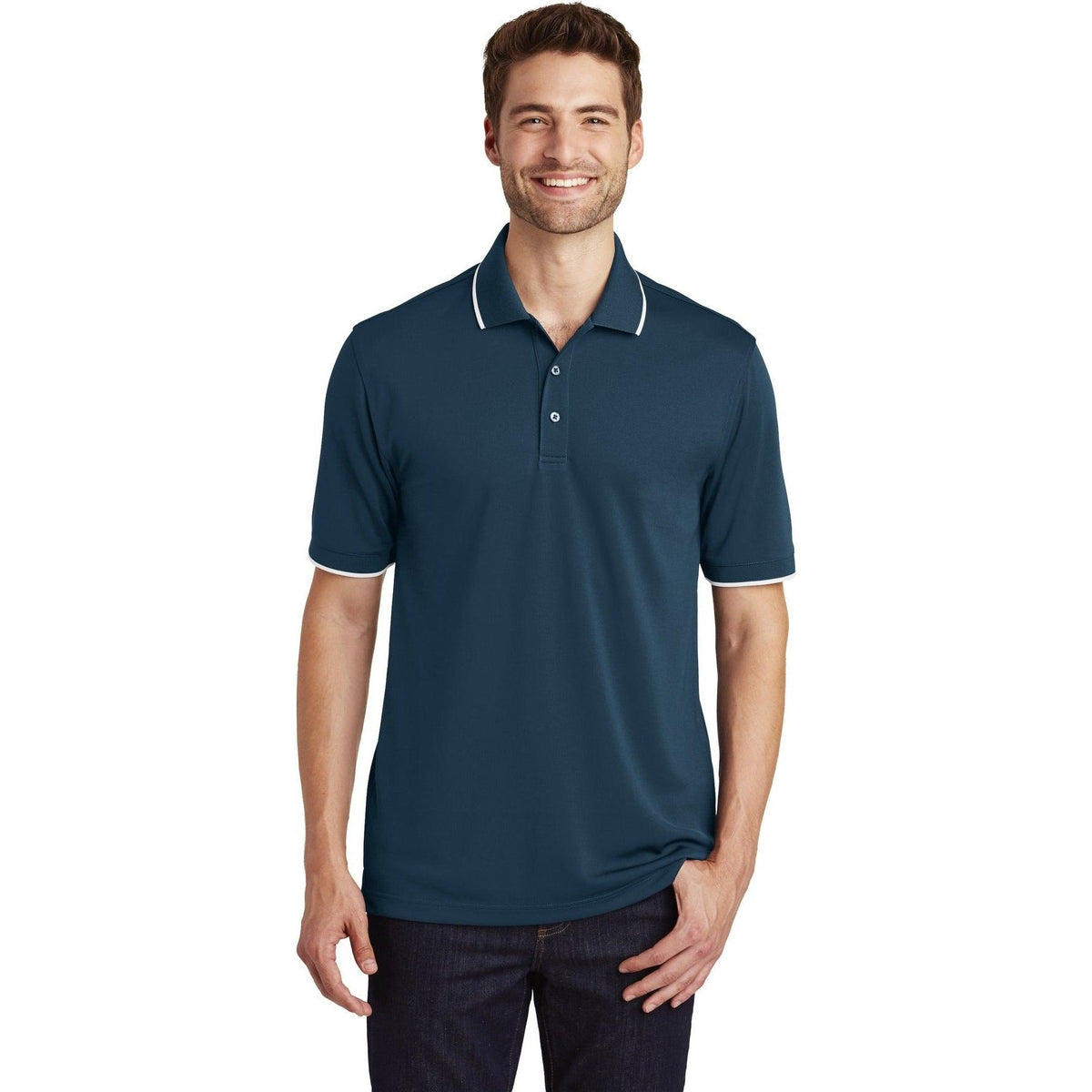 no-logo Port Authority Dry Zone UV Micro-Mesh Tipped Polo-Regular-Port Authority-Thread Logic