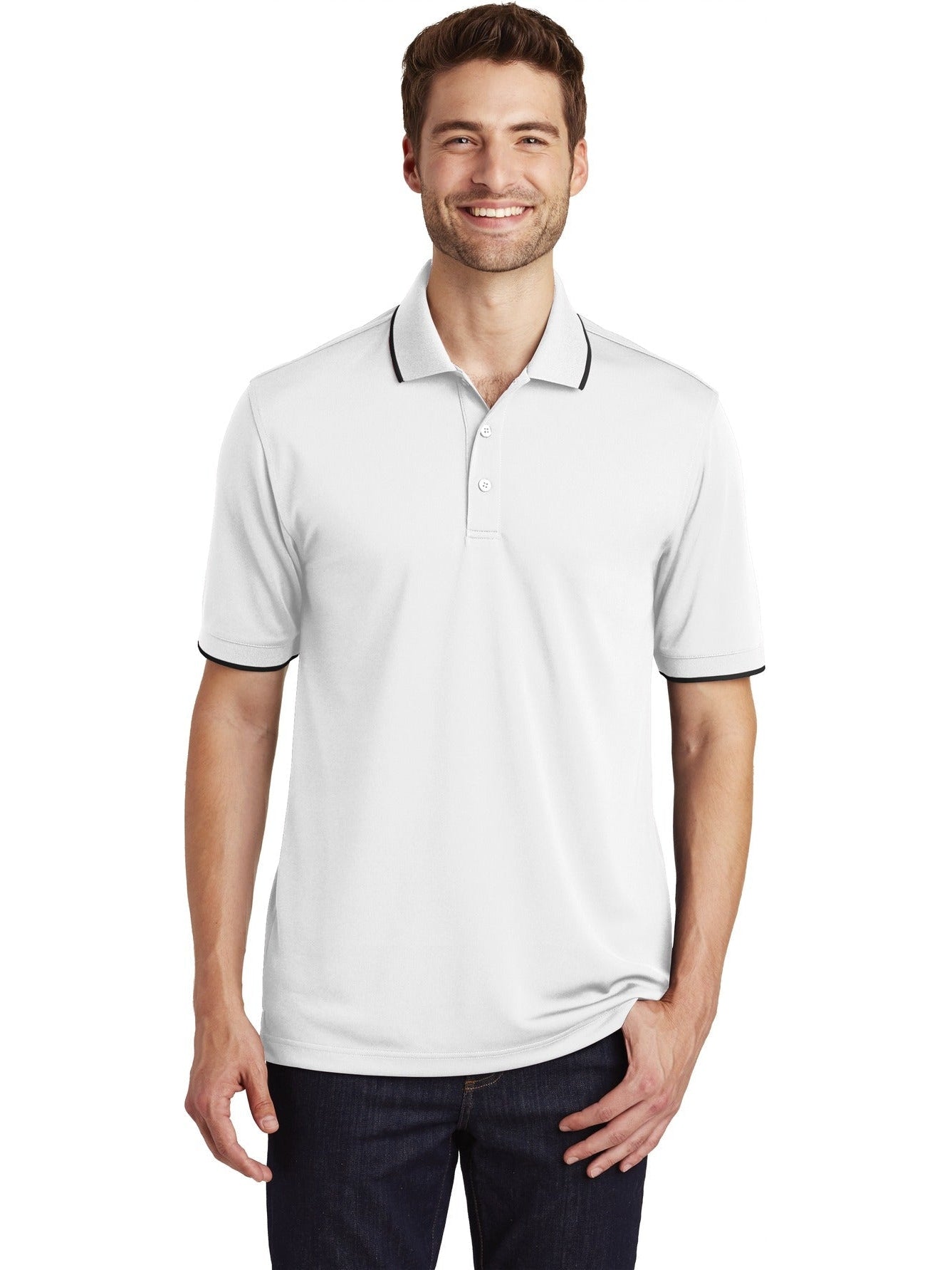no-logo Port Authority Dry Zone UV Micro-Mesh Tipped Polo-Regular-Port Authority-Thread Logic