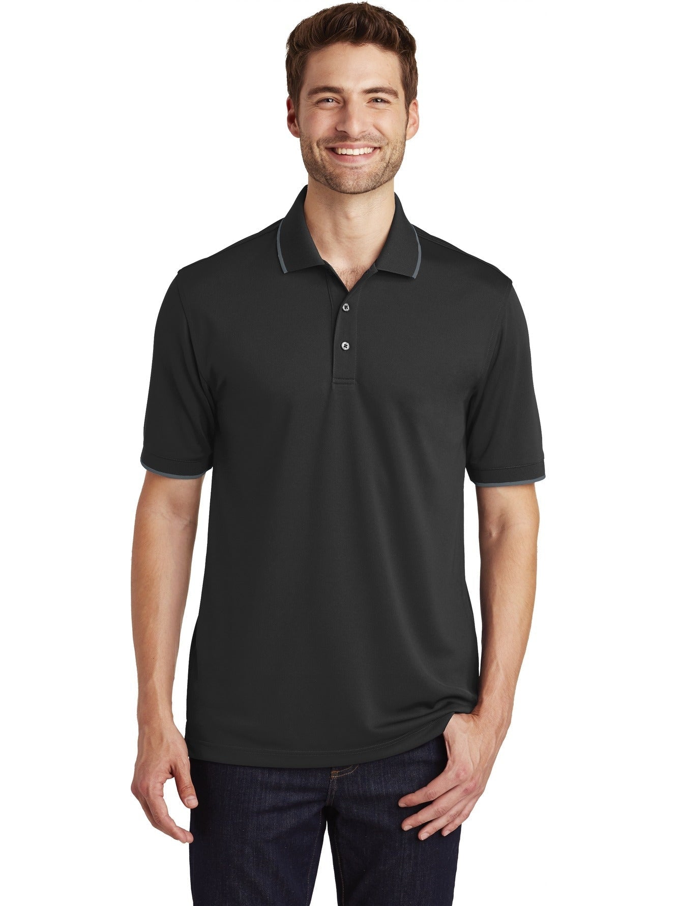 no-logo Port Authority Dry Zone UV Micro-Mesh Tipped Polo-Regular-Port Authority-Thread Logic