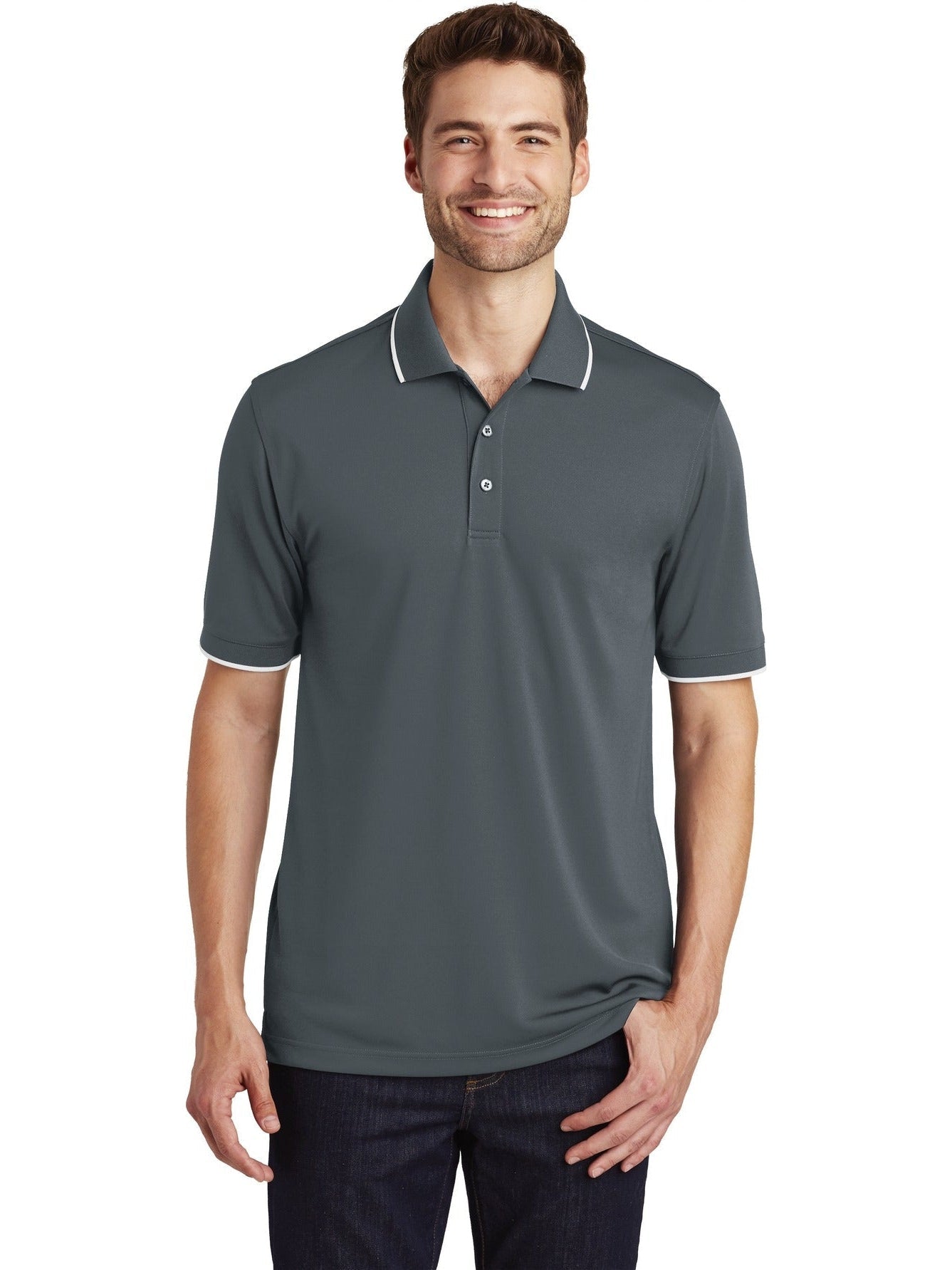 no-logo Port Authority Dry Zone UV Micro-Mesh Tipped Polo-Regular-Port Authority-Thread Logic