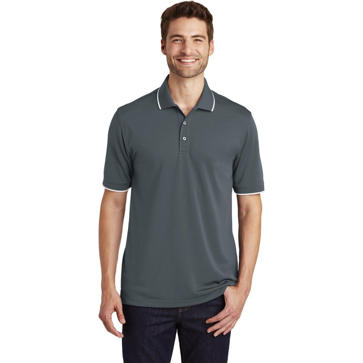 no-logo Port Authority Dry Zone UV Micro-Mesh Tipped Polo-Regular-Port Authority-Thread Logic