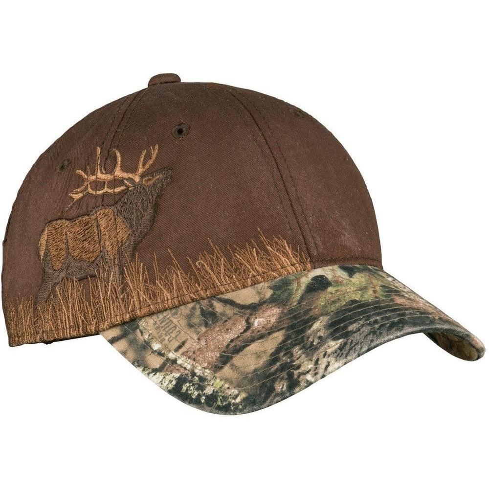 no-logo Port Authority Embroidered Camouflage Cap-Headwear-Port Authority-Mossy Oak Break-up Country/Chocolate/Elk-OSFA-Thread Logic