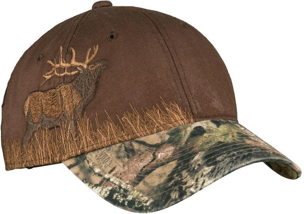 No-Logo CLOSEOUT - Port Authority Embroidered Camouflage Cap-Headwear-Port Authority-Mossy Oak Break-up Country/Chocolate/Elk-OSFA-Thread Logic