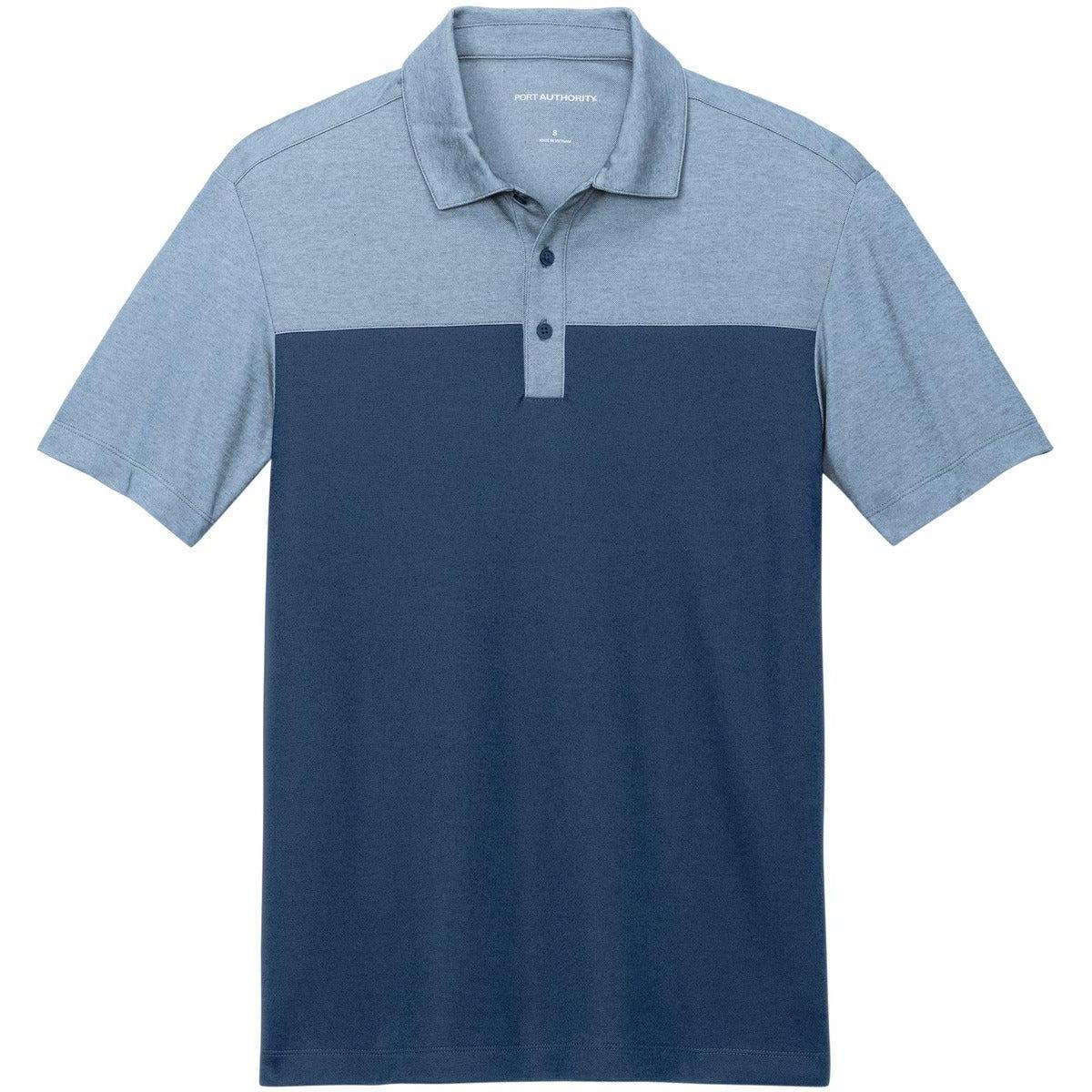 no-logo Port Authority Fine Pique Blend Blocked Polo