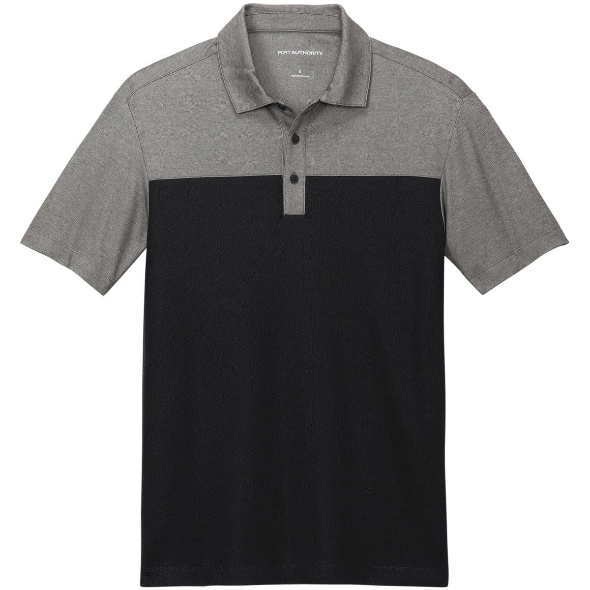 no-logo Port Authority Fine Pique Blend Blocked Polo