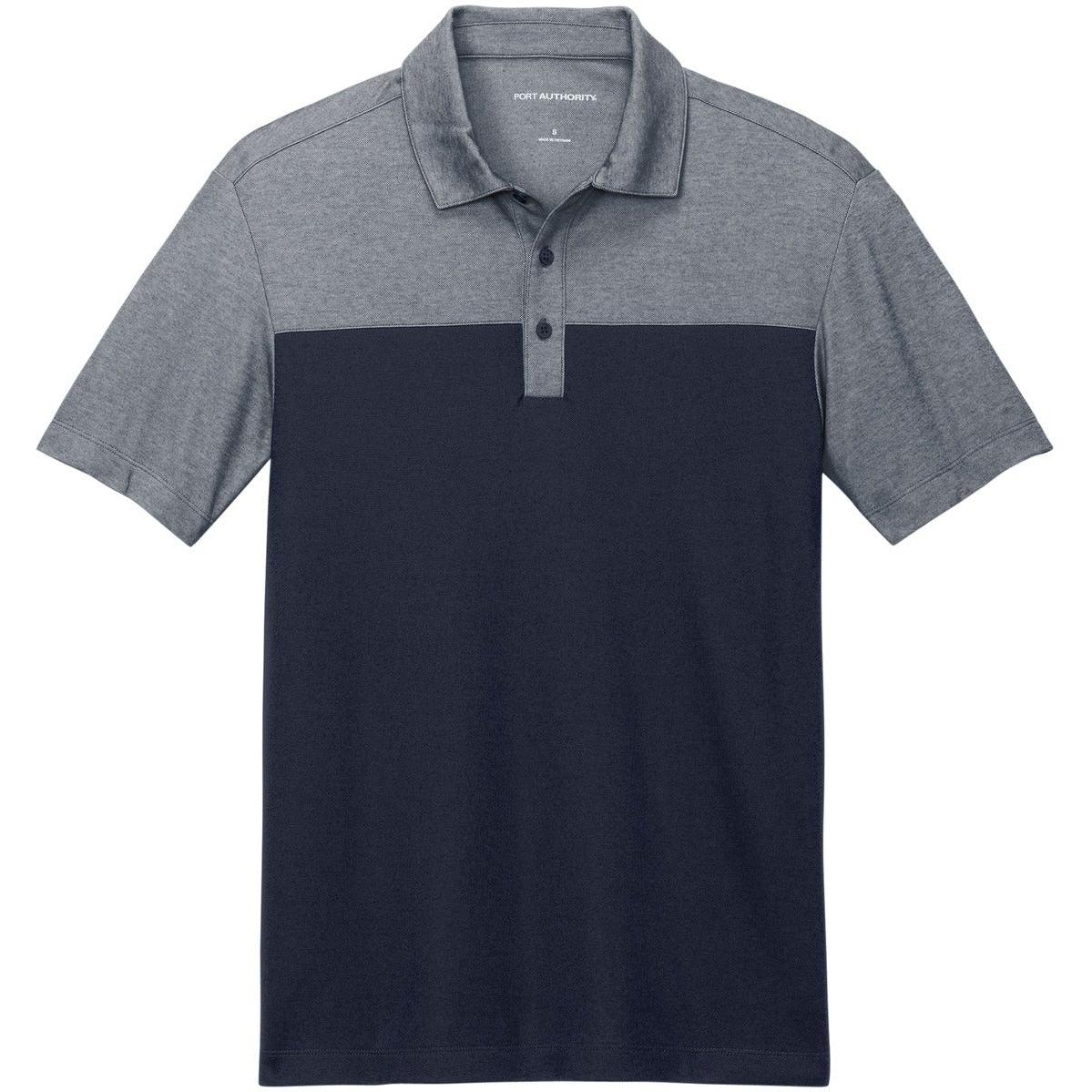 no-logo Port Authority Fine Pique Blend Blocked Polo