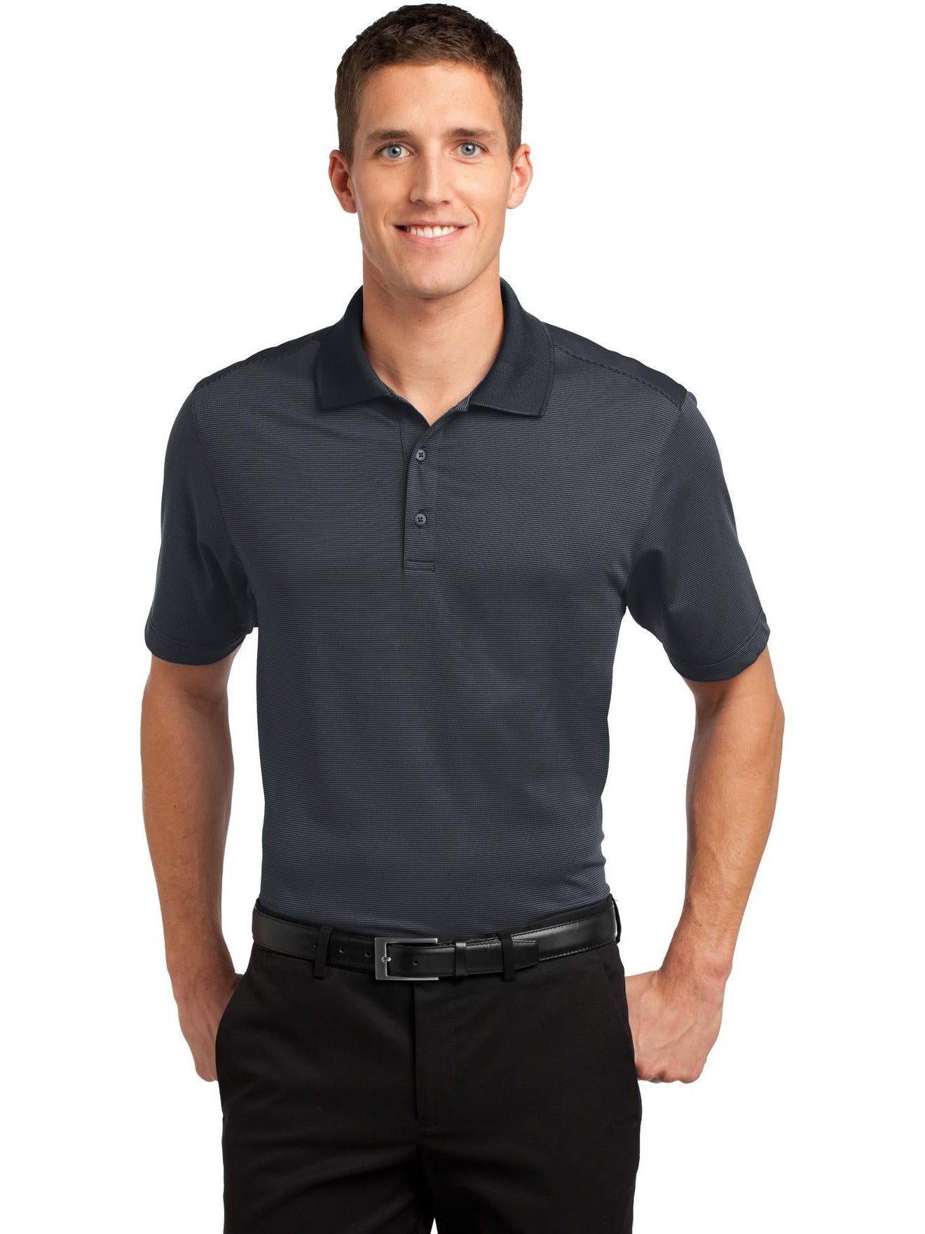 no-logo Port Authority Fine Stripe Performance Polo-Regular-Port Authority-Thread Logic