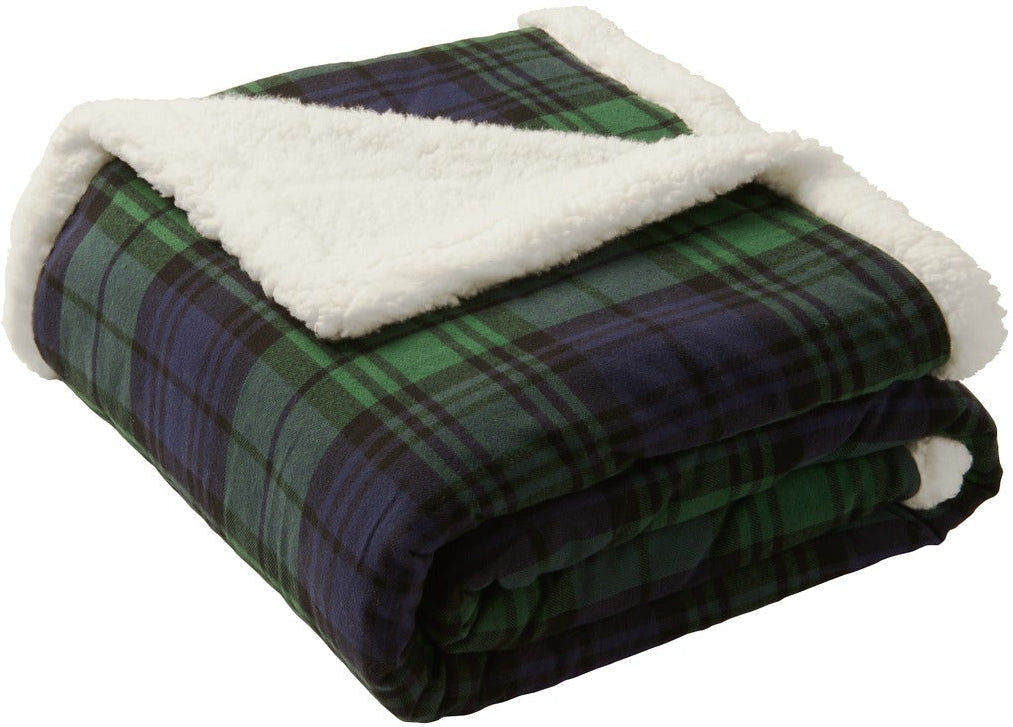 no-logo Port Authority Flannel Sherpa Blanket-Regular-Port Authority-Black Watch-1 Size-Thread Logic