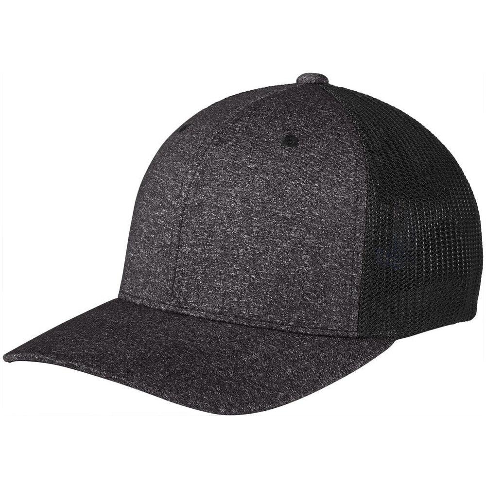 no-logo Port Authority Flexfit Melange Mesh Back Trucker Cap