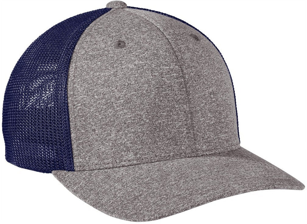 no-logo Port Authority Flexfit Melange Mesh Back Trucker Cap-Regular-Port Authority-True Navy/Grey Heather-S/M-Thread Logic