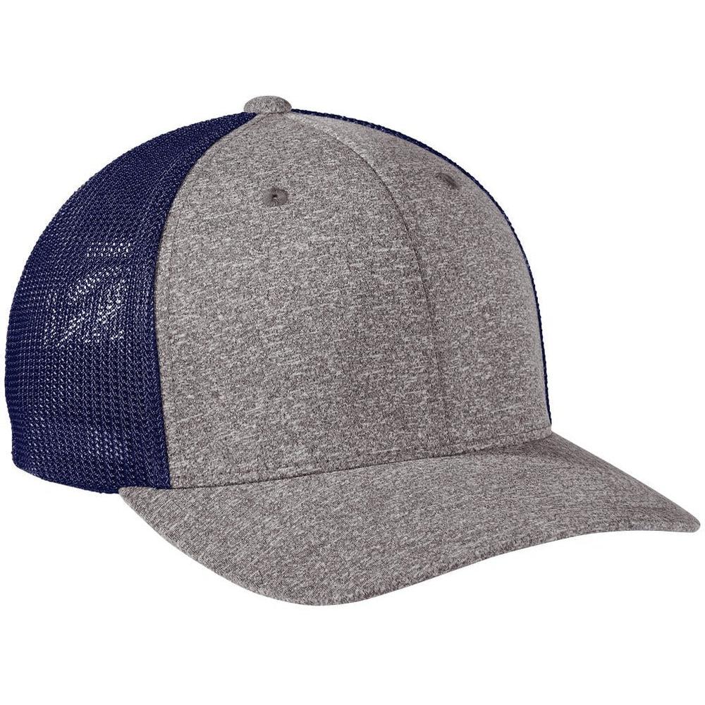 no-logo Port Authority Flexfit Melange Mesh Back Trucker Cap-Regular-Port Authority-True Navy/Grey Heather-S/M-Thread Logic
