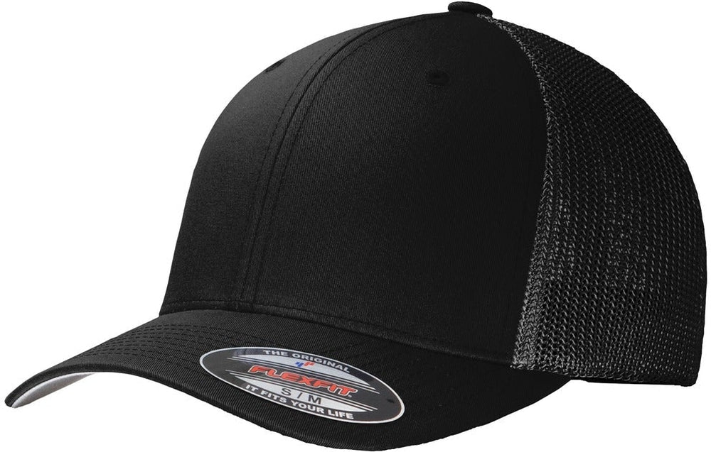 no-logo Port Authority Flexfit Mesh Back Cap-Regular-Port Authority-Black/Black-S/M-Thread Logic