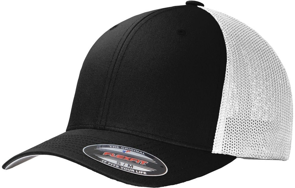 no-logo Port Authority Flexfit Mesh Back Cap-Regular-Port Authority-Black/White-L/XL-Thread Logic