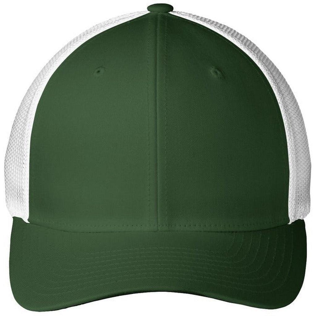 no-logo Port Authority Flexfit Mesh Back Cap-Headwear-Port Authority-Forest Green/White-S/M-Thread Logic