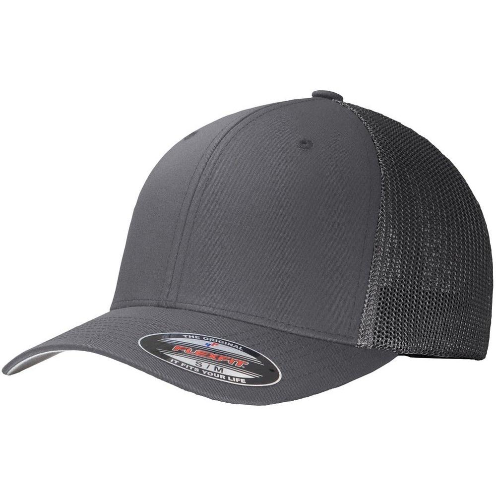 no-logo Port Authority Flexfit Mesh Back Cap-Headwear-Port Authority-Graphite/Graphite-S/M-Thread Logic