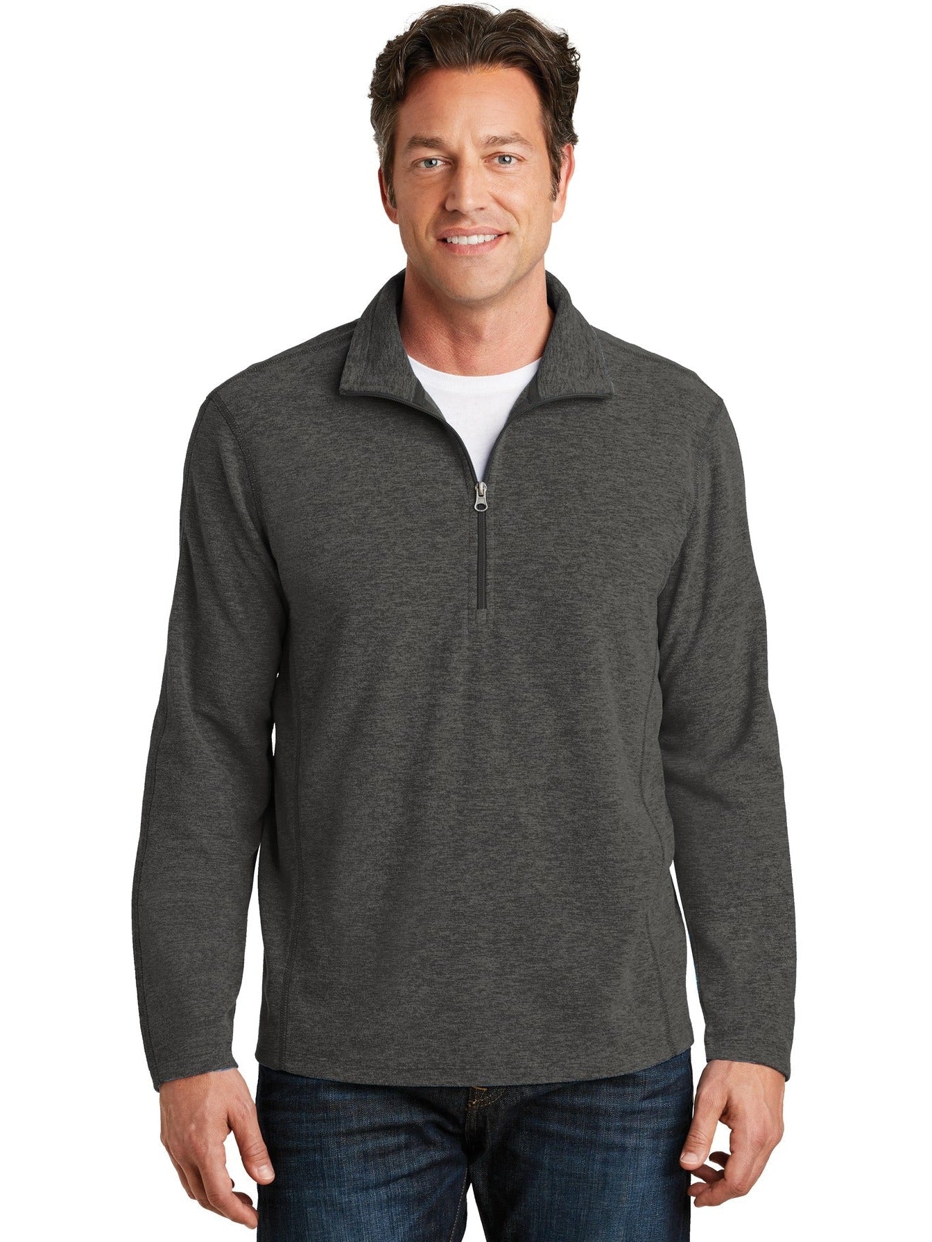 no-logo Port Authority Heather Microfleece 1/2-Zip Pullover-Regular-Port Authority-Thread Logic