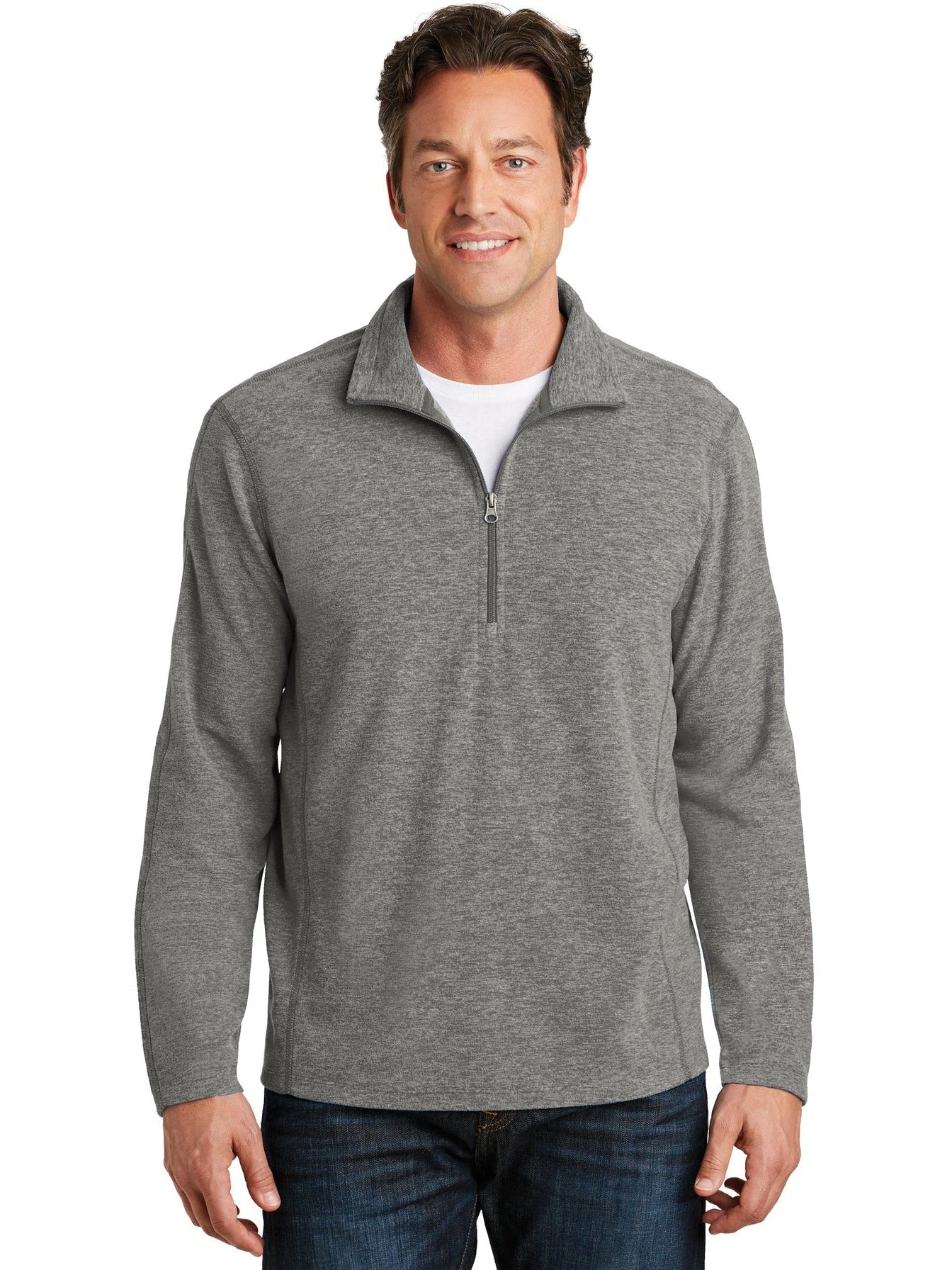 no-logo Port Authority Heather Microfleece 1/2-Zip Pullover-Regular-Port Authority-Thread Logic