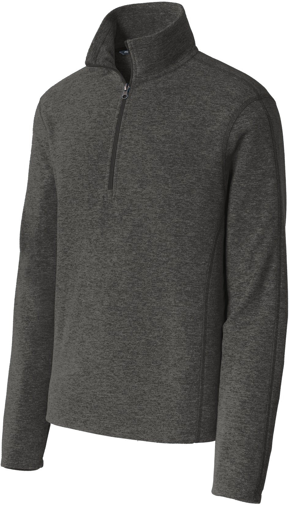 No-Logo CLOSEOUT - Port Authority Heather Microfleece 1/2-Zip Pullover-Quarter Zips-Port Authority-Black Charcoal Heather-S-Thread Logic