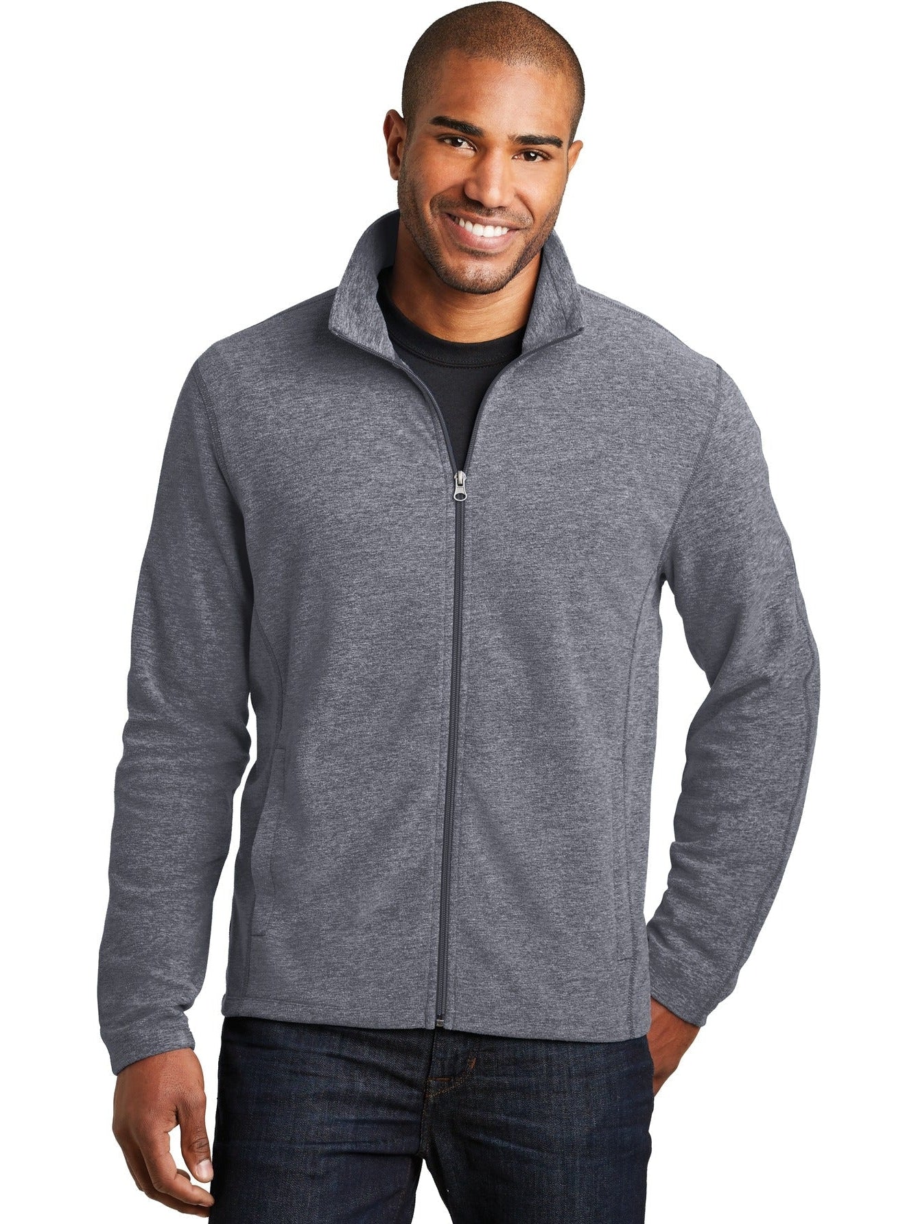 no-logo Port Authority Heather Microfleece Full-Zip Jacket-Regular-Port Authority-Thread Logic