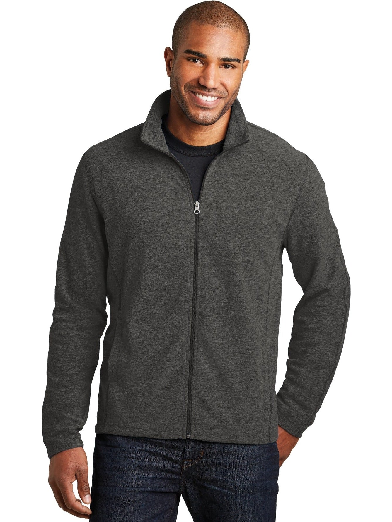 no-logo Port Authority Heather Microfleece Full-Zip Jacket-Regular-Port Authority-Thread Logic