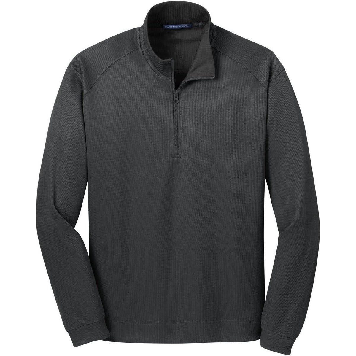 no-logo Port Authority Heavyweight Vertical Texture 1/4 Zip Pullover-Quarter Zips-Port Authority-Iron Grey/Black-S-Thread Logic