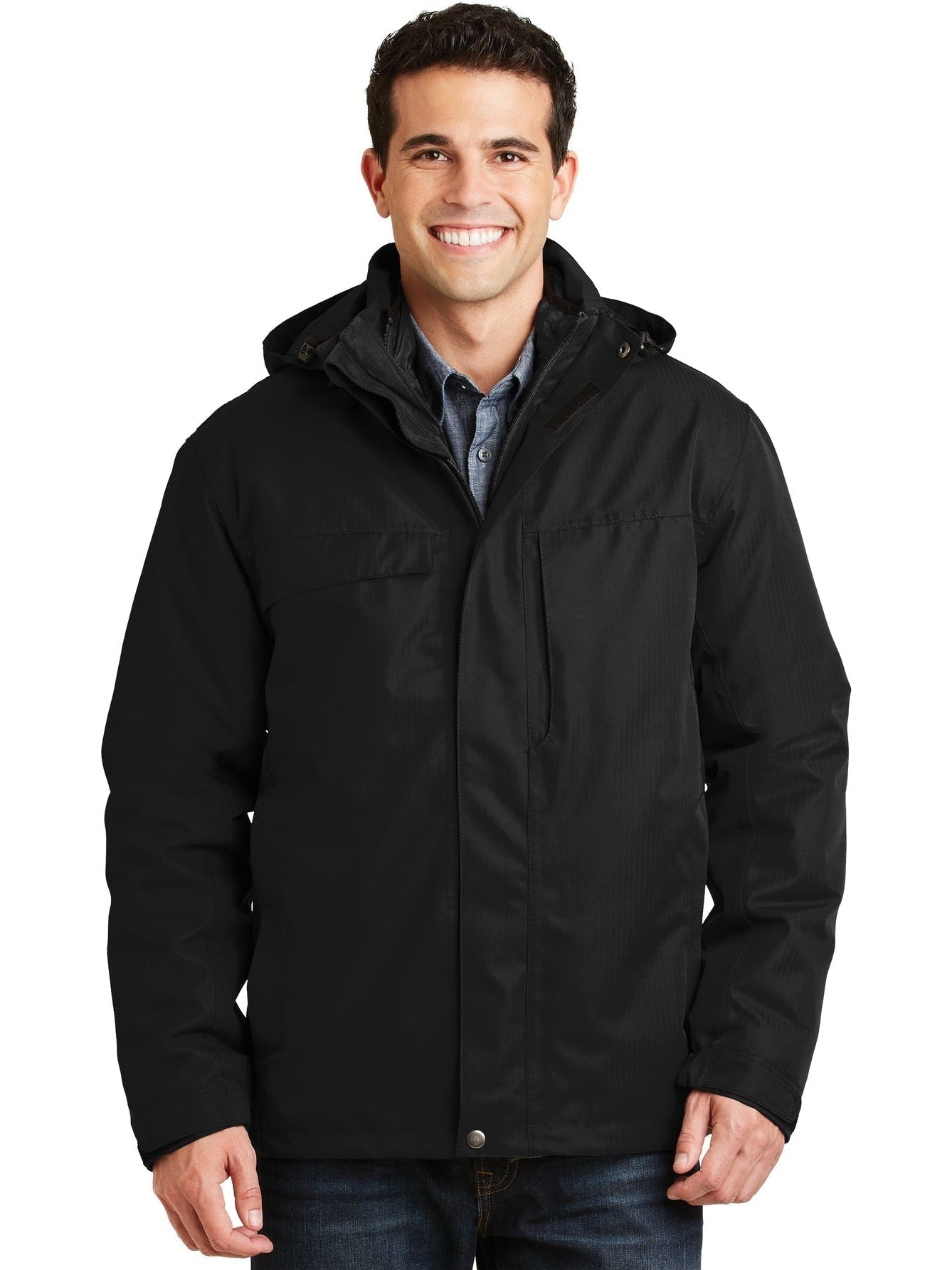 no-logo Port Authority Herringbone 3-In-1 Parka-Regular-Port Authority-Thread Logic