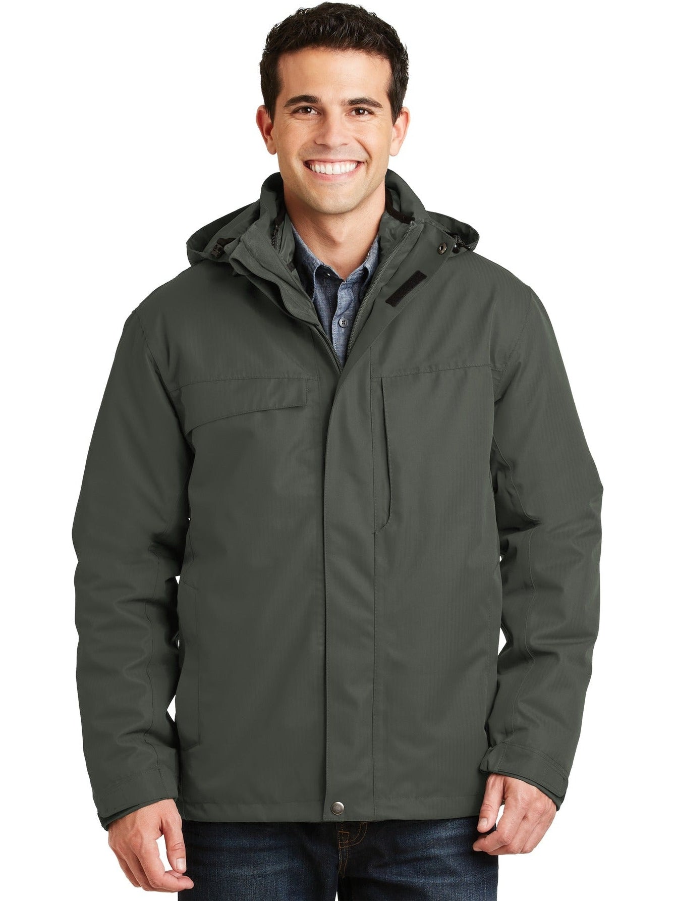 no-logo Port Authority Herringbone 3-In-1 Parka-Regular-Port Authority-Thread Logic