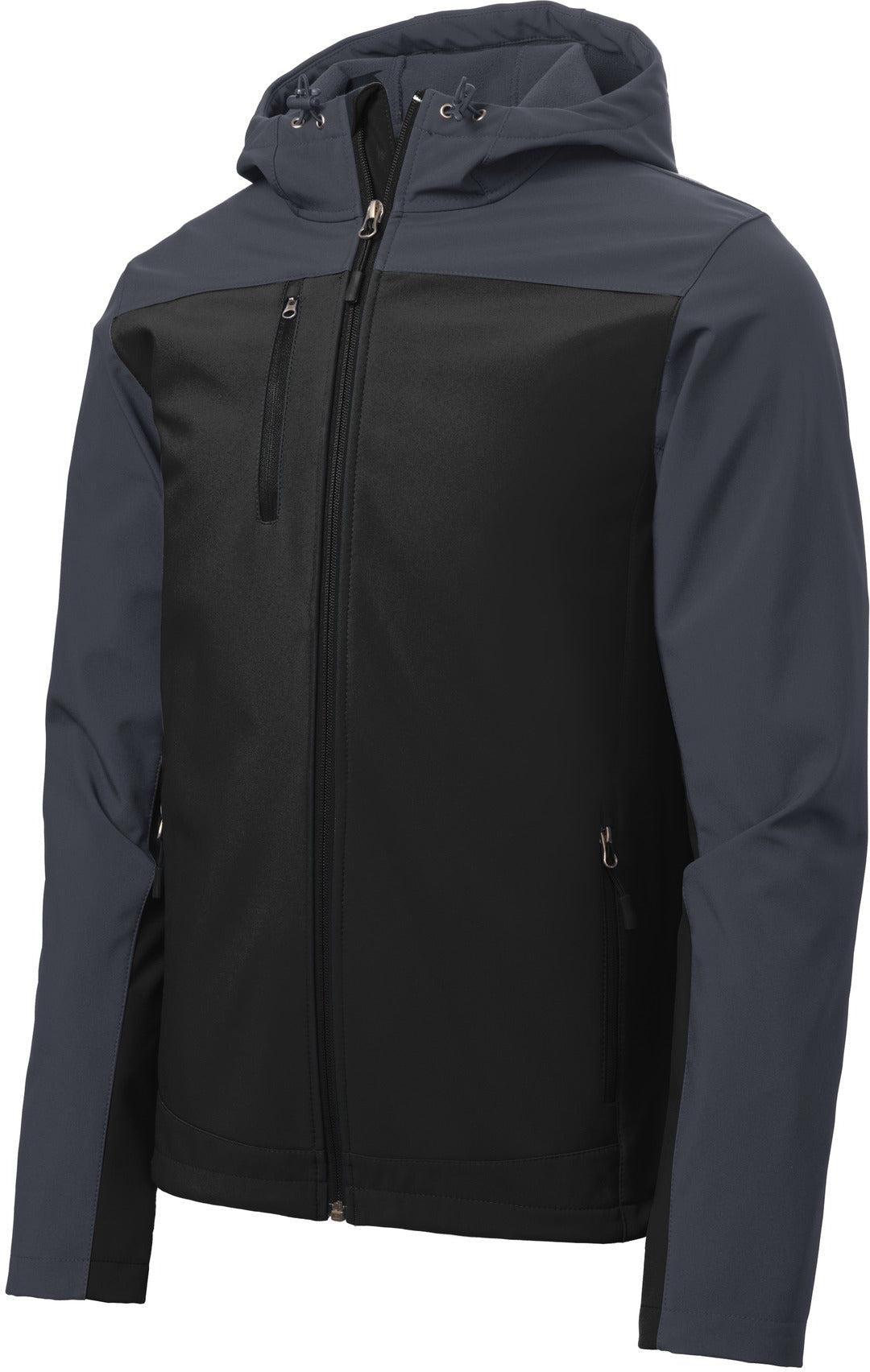 Port Authority Hooded Core Soft Shell Jacket-Regular-Port Authority-Black/Battleship Grey-S-Thread Logic