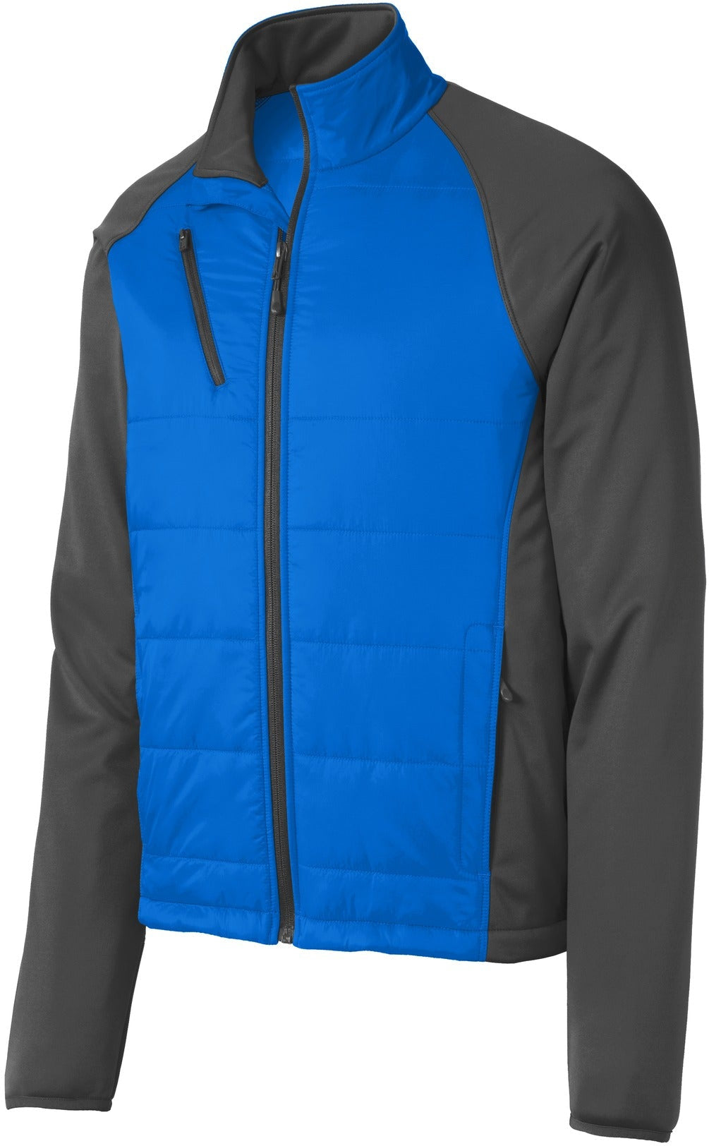 Port Authority Hybrid Soft Shell Jacket-Regular-Port Authority-Skydiver Blue/Grey Steel-S-Thread Logic
