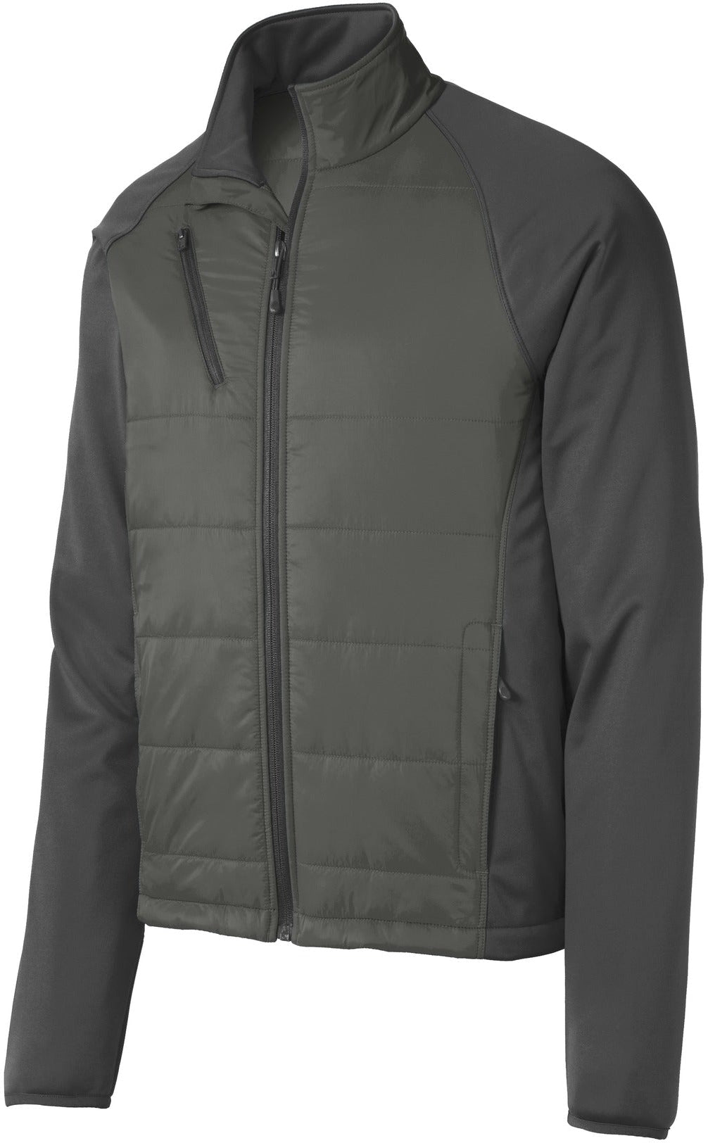Port Authority Hybrid Soft Shell Jacket-Regular-Port Authority-Smoke Grey/Grey Steel-S-Thread Logic