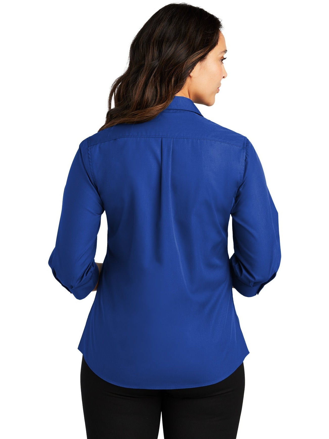 no-logo Port Authority Ladies 3/4-Sleeve Carefree Poplin Shirt-Regular-Port Authority-Thread Logic