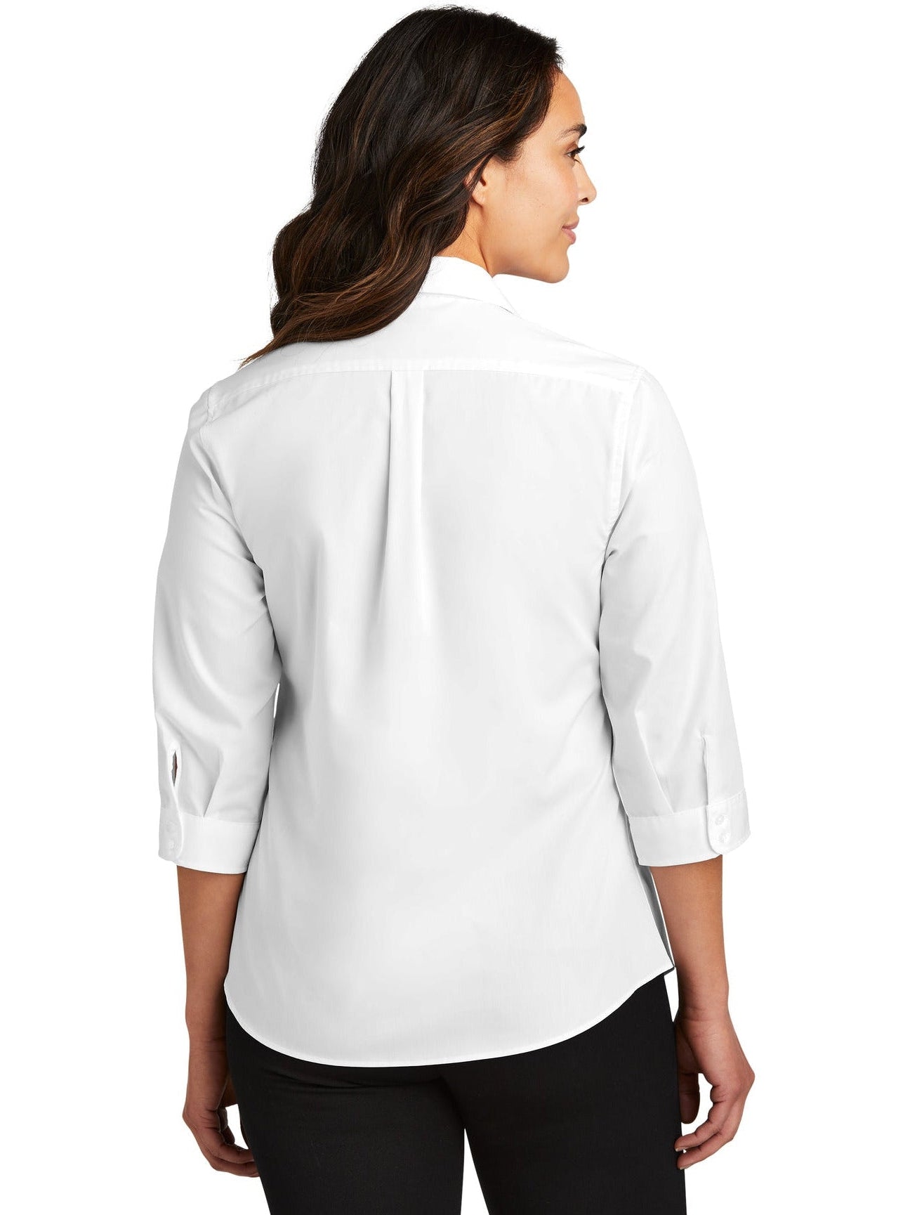 no-logo Port Authority Ladies 3/4-Sleeve Carefree Poplin Shirt-Regular-Port Authority-Thread Logic