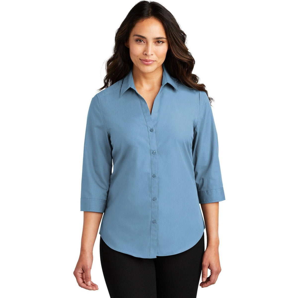 no-logo Port Authority Women's 3/4-Sleeve Carefree Poplin Shirt-Dress Shirts-Port Authority-Thread Logic