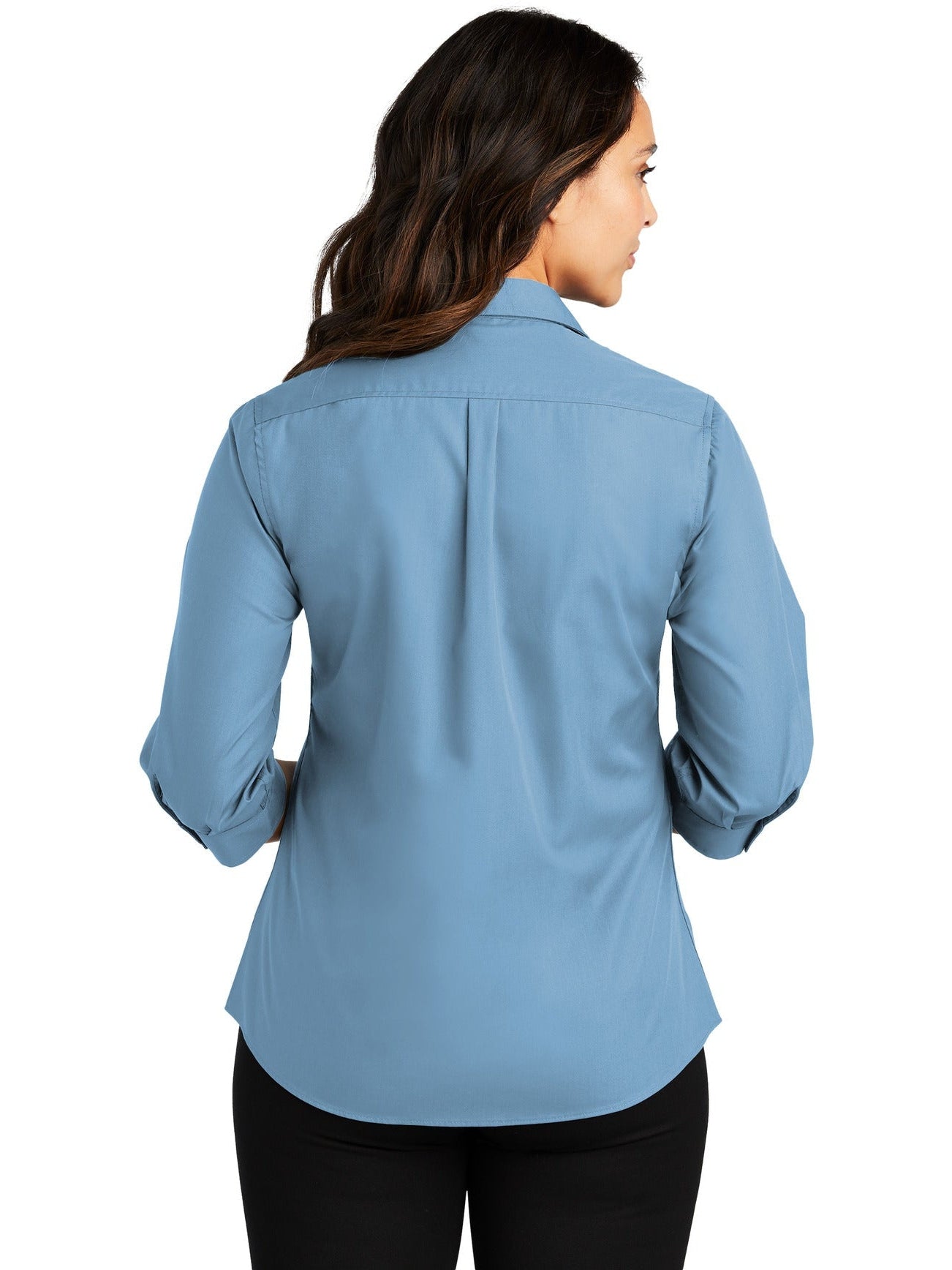 no-logo Port Authority Ladies 3/4-Sleeve Carefree Poplin Shirt-Regular-Port Authority-Thread Logic