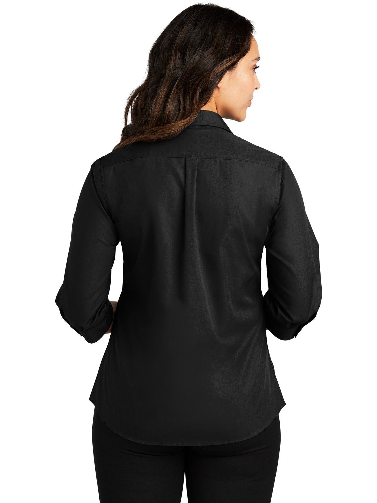 no-logo Port Authority Ladies 3/4-Sleeve Carefree Poplin Shirt-Regular-Port Authority-Thread Logic