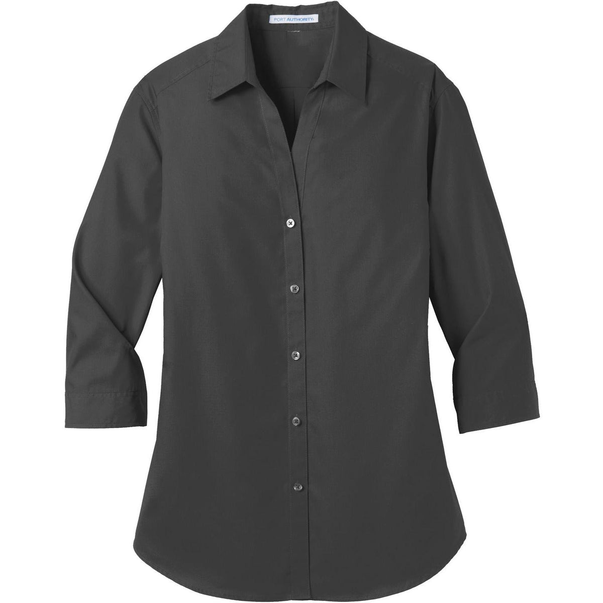 no-logo Port Authority Women's 3/4-Sleeve Carefree Poplin Shirt-Dress Shirts-Port Authority-Graphite-XS-Thread Logic