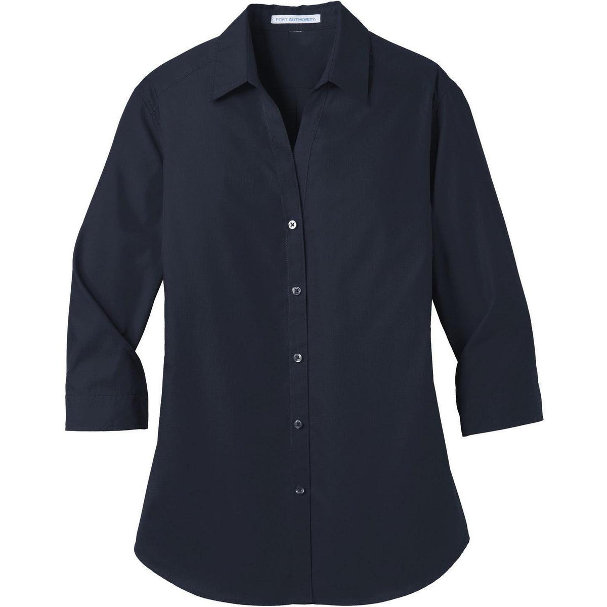 no-logo Port Authority Women's 3/4-Sleeve Carefree Poplin Shirt-Dress Shirts-Port Authority-River Blue Navy-XS-Thread Logic