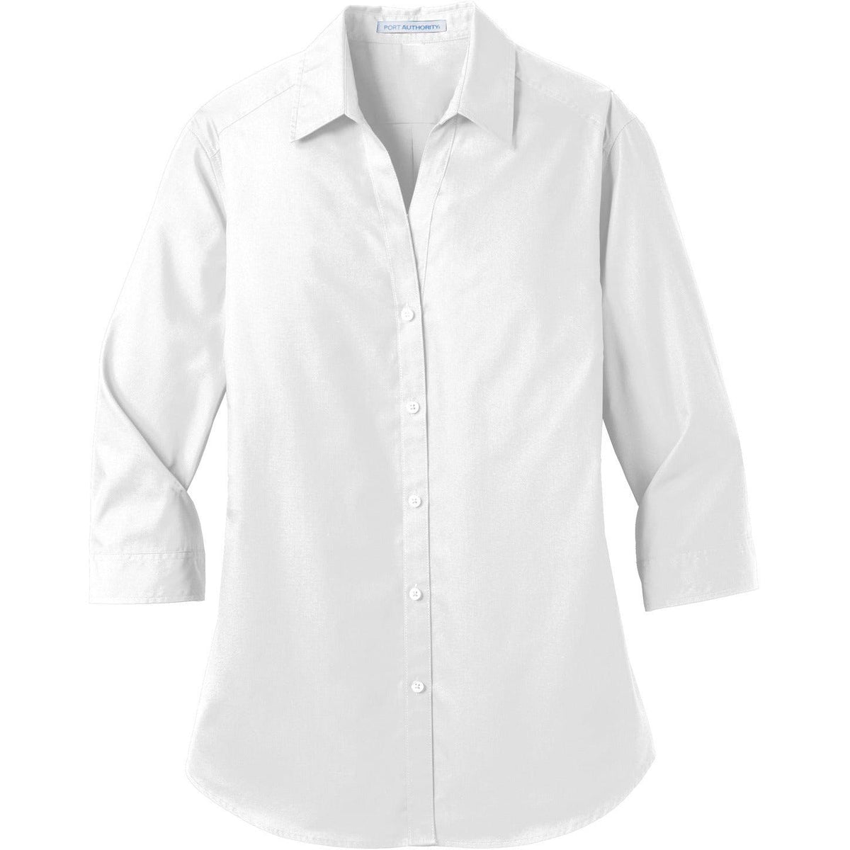 no-logo Port Authority Women's 3/4-Sleeve Carefree Poplin Shirt-Dress Shirts-Port Authority-White-XS-Thread Logic