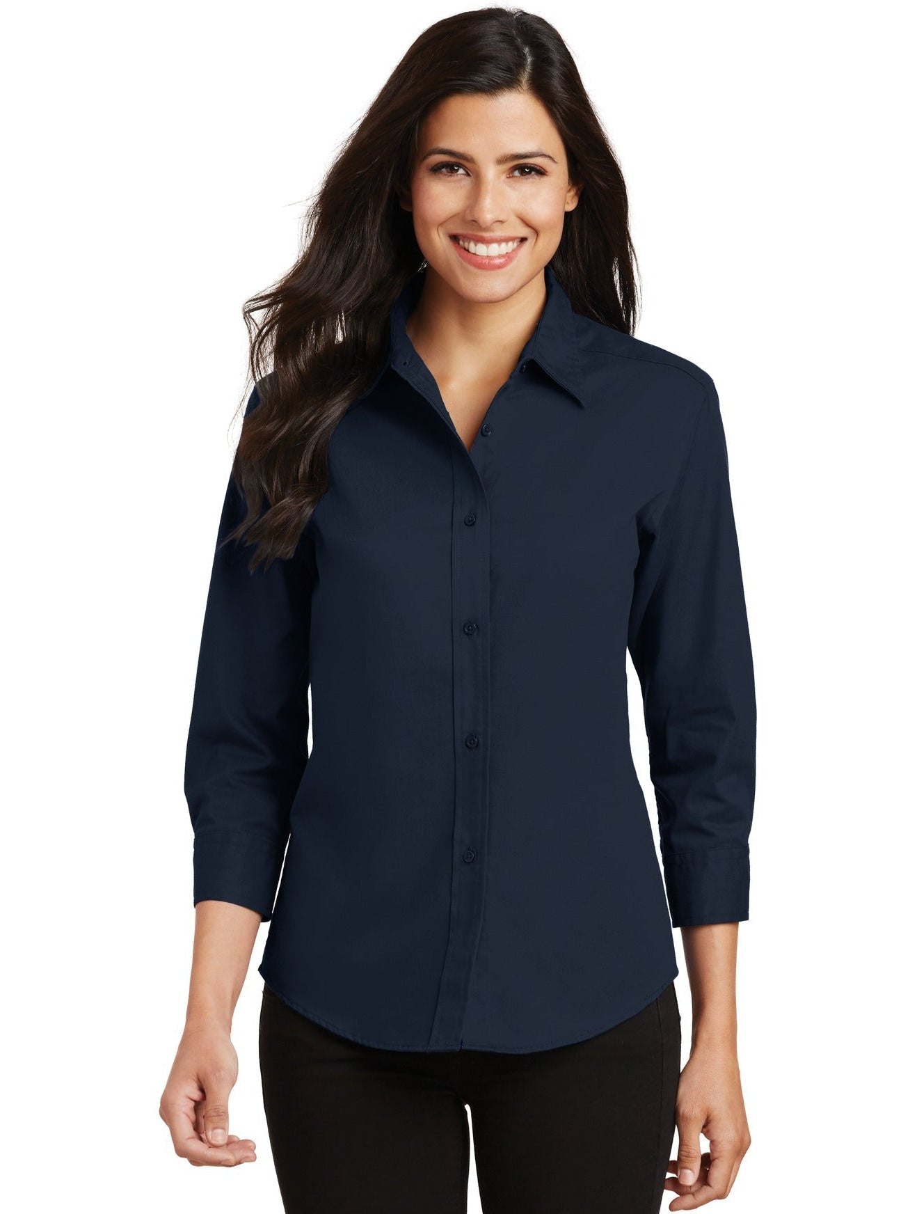 no-logo Port Authority Ladies 3/4-Sleeve Easy Care-Regular-Port Authority-Thread Logic