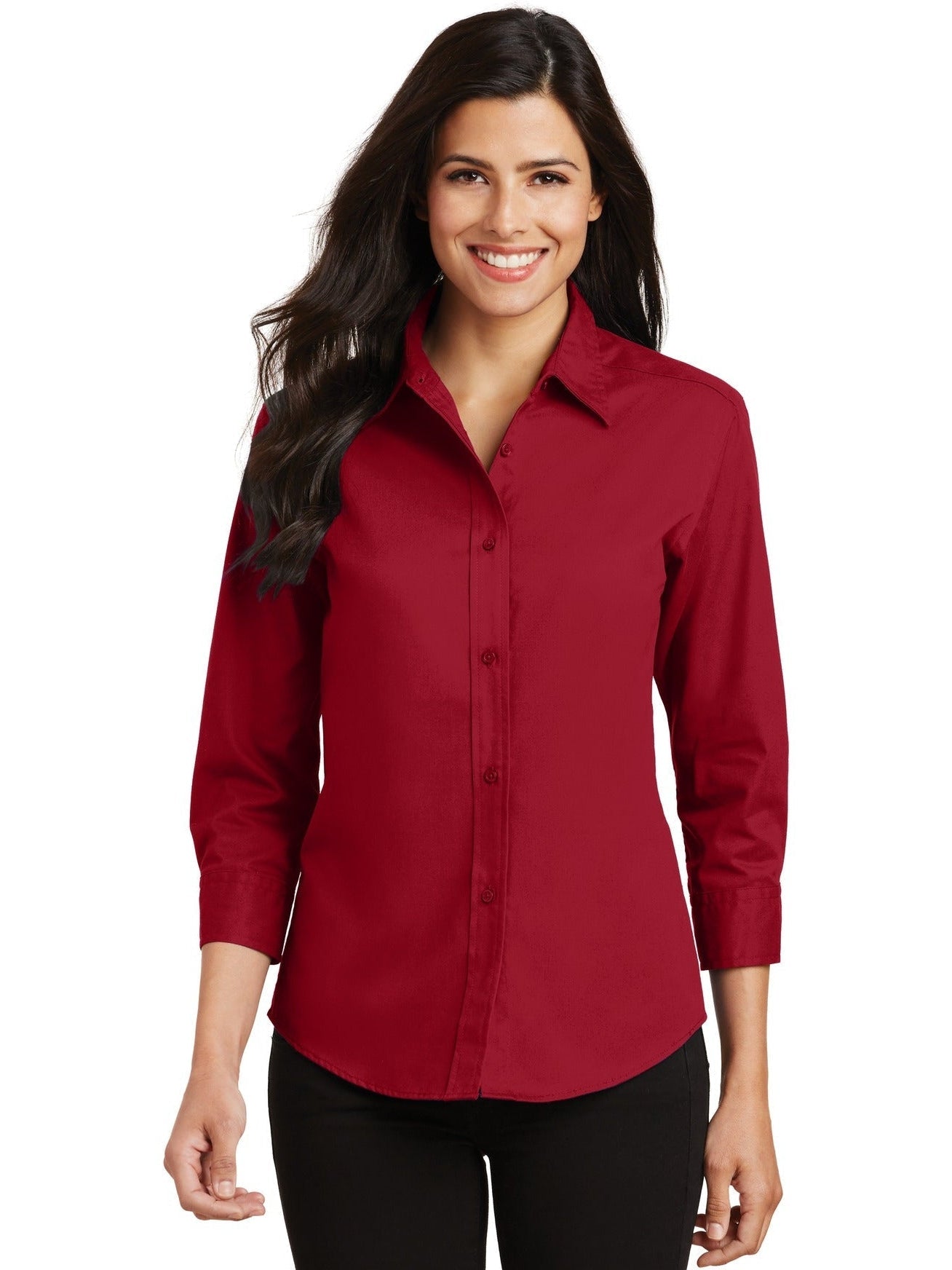 no-logo Port Authority Ladies 3/4-Sleeve Easy Care-Regular-Port Authority-Thread Logic