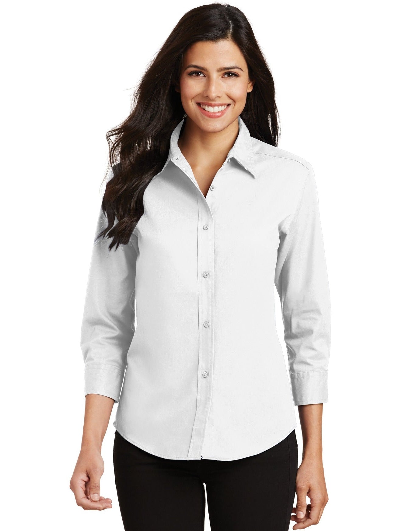 no-logo Port Authority Ladies 3/4-Sleeve Easy Care-Regular-Port Authority-Thread Logic